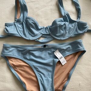 J. Crew Blue Bikini with Underwire Support and Classic Cut